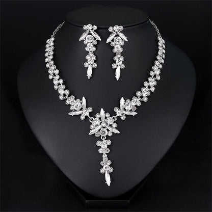 Crystal and Crystal Silver-Plated Botany Drop Earrings and Necklace, silver drop earrings for women, lifestyle look