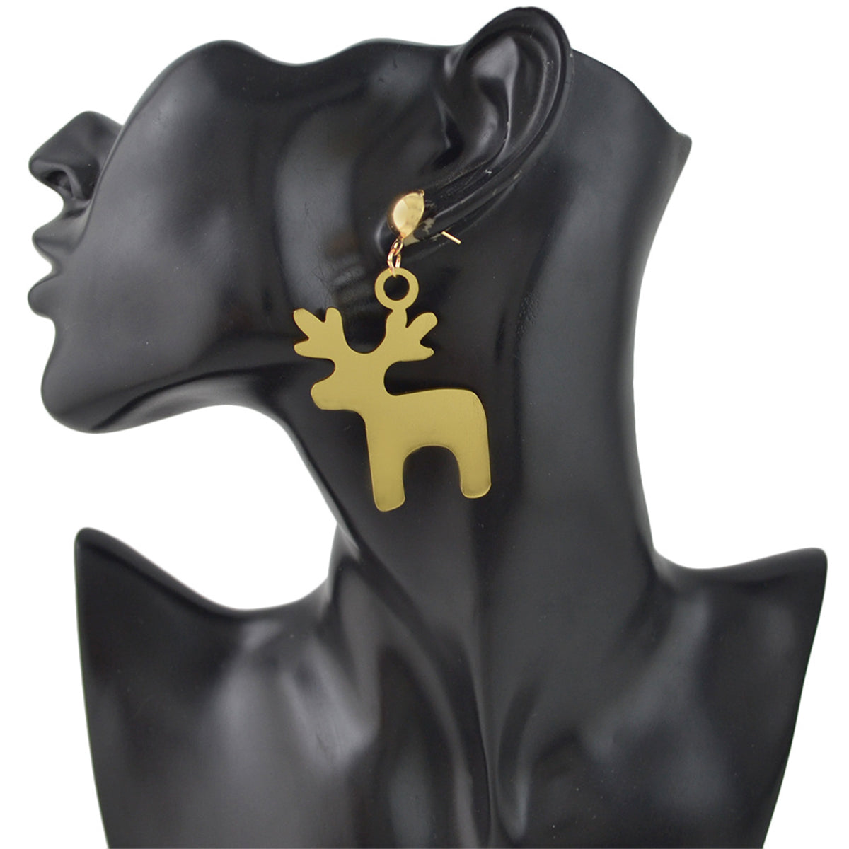 Delicate 18K gold-plated deer drop earrings, a perfect blend of elegance and playful design for any jewelry collection.