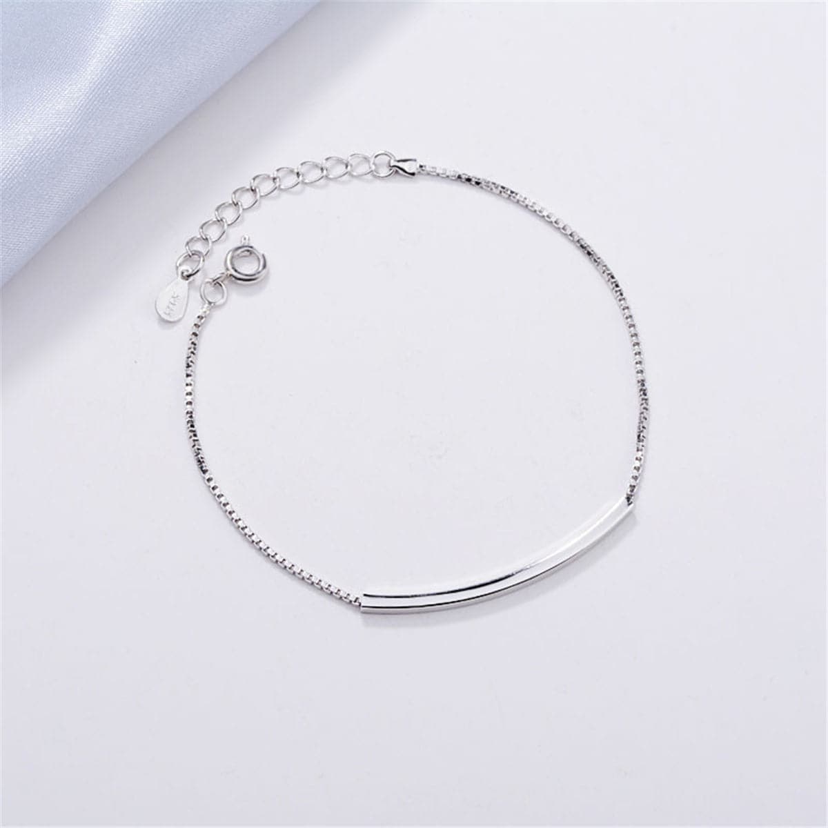 Silver-Plated Curved Bar Bracelet