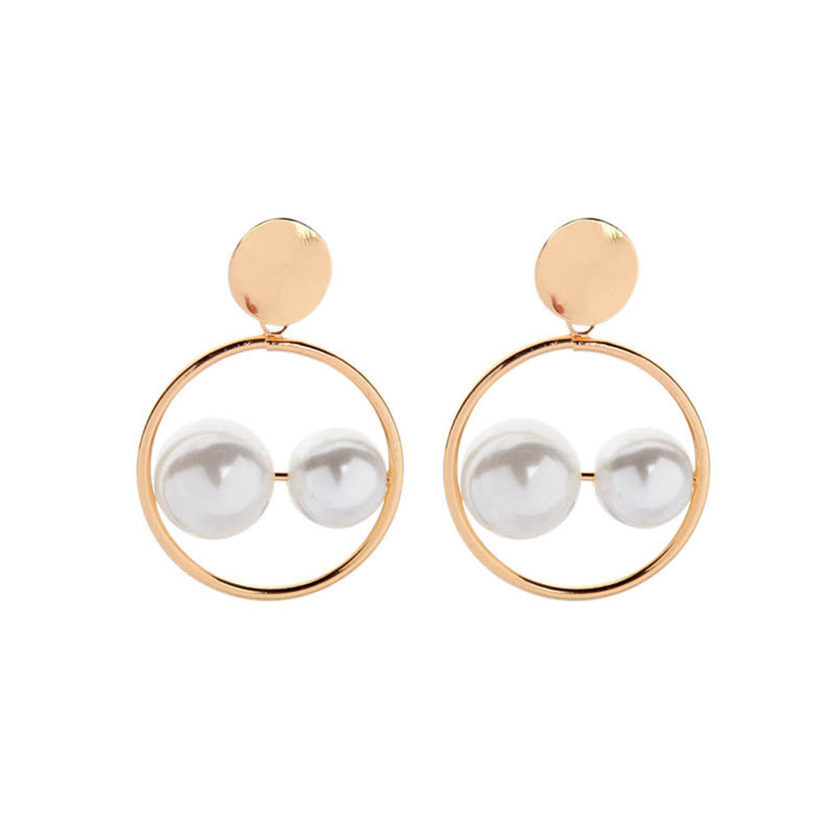 Double Pearl & 18K Gold-Plated Drop Earrings