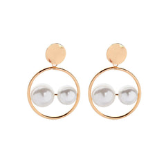 Double Pearl & 18K Gold-Plated Drop Earrings