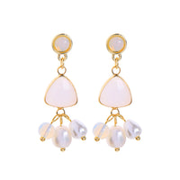 Cat's Eye & Imitation Pearl Drop Earrings