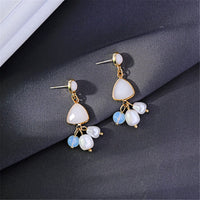 Cat's Eye & Imitation Pearl Drop Earrings