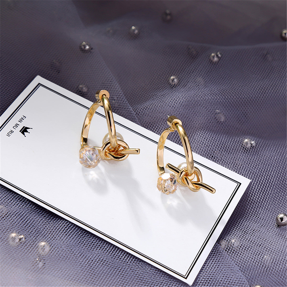 Pearl & Acrylic 18K Gold-Plated Knot Ear Jackets