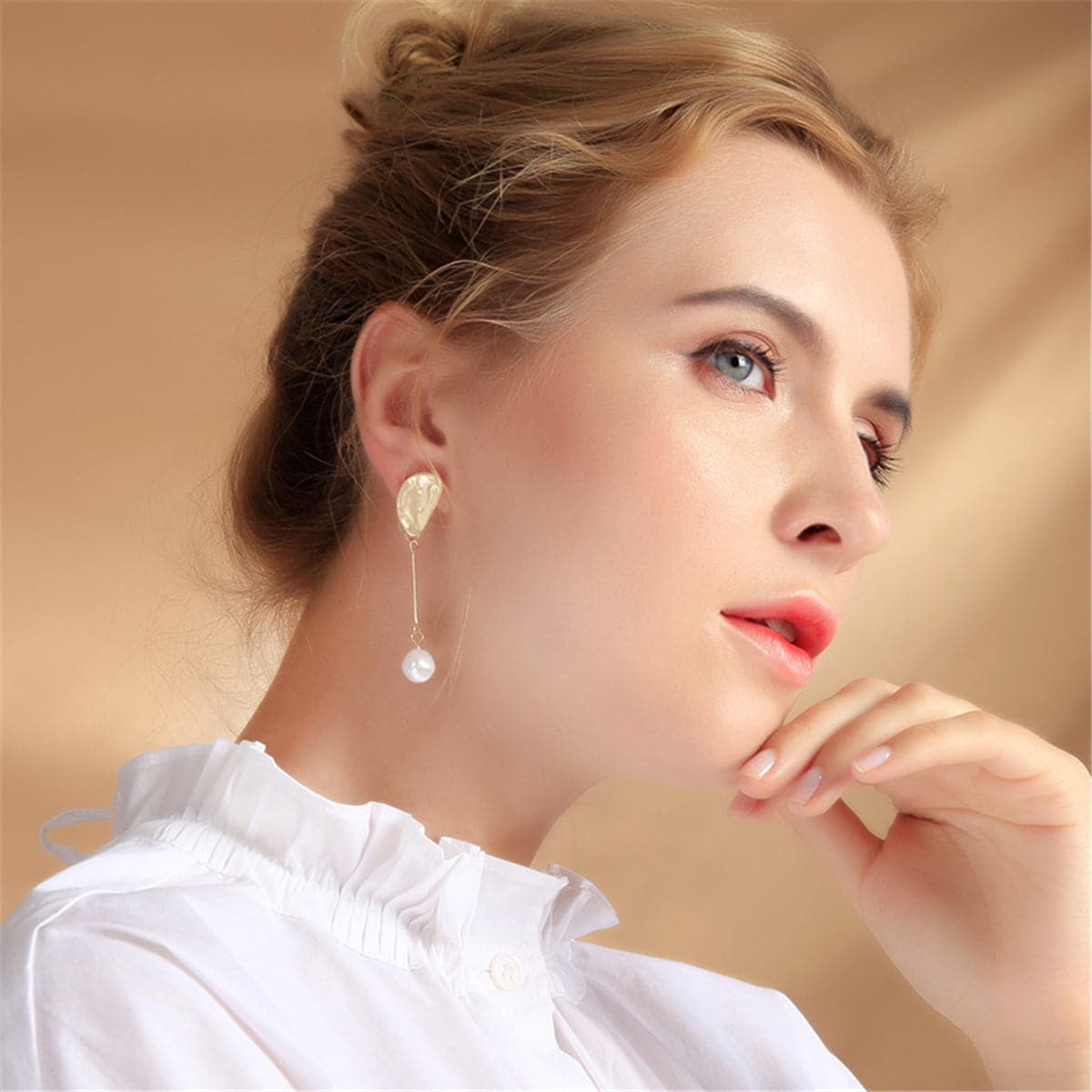 Pearl & 18K Gold-Plated Asymmetrical Drop Earrings