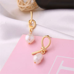 Pearl & 18K Gold-Plated Knot Drop Earrings
