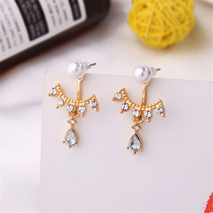 Cubic Zirconia and Pearl 18K Gold-Plated Drop Earrings, gold drop earrings for women, lifestyle look