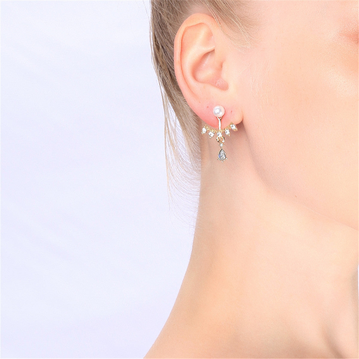 Cubic Zirconia & Pearl 18K Gold-Plated Drop Earrings