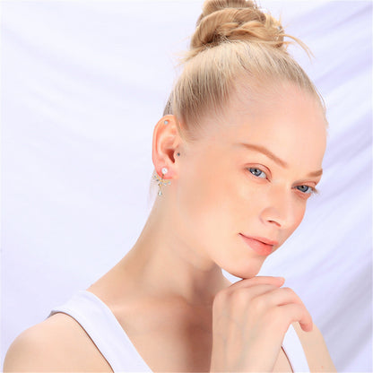 Cubic Zirconia & Pearl 18K Gold-Plated Drop Earrings