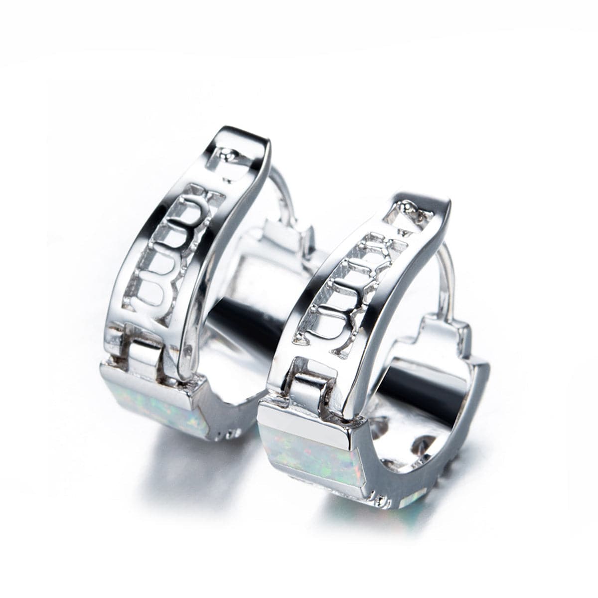 Opal & Cubic Zirconia Huggie Earrings