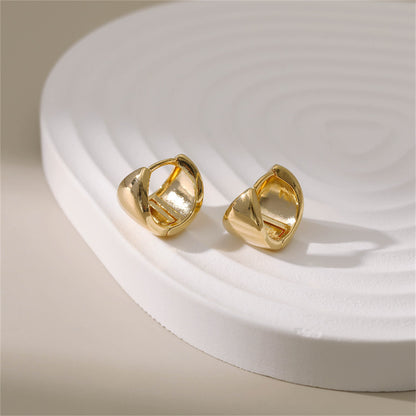 18K Gold-Plated Triangle Huggie Earrings, gold huggie earrings, vintage-inspired design, lifestyle look