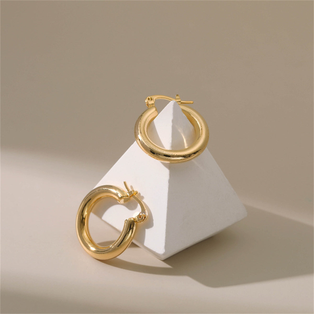 18K Gold-Plated Smooth Tube Huggie Earrings
