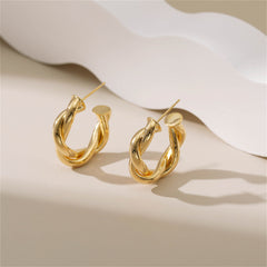 18K Gold-Plated Twine Huggie Earrings