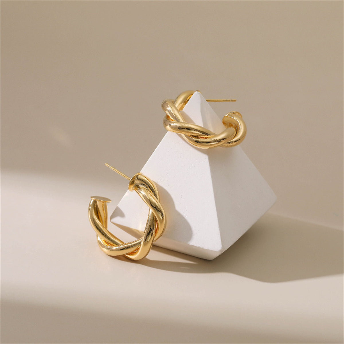 18K Gold-Plated Twine Huggie Earrings