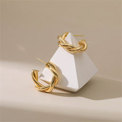 18K Gold-Plated Twine Huggie Earrings