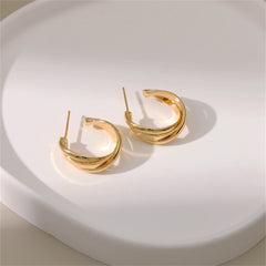 18K Gold-Plated Twisted Layered Huggie Earrings