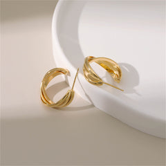 18K Gold-Plated Twisted Layered Huggie Earrings