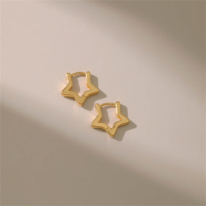18K Gold-Plated Star Hoop Earrings, elegant gift for her, side view