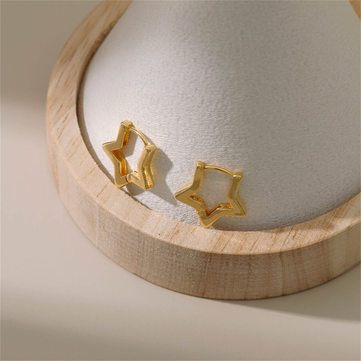 18K Gold-Plated Star Hoop Earrings, elegant gift for her, lifestyle look