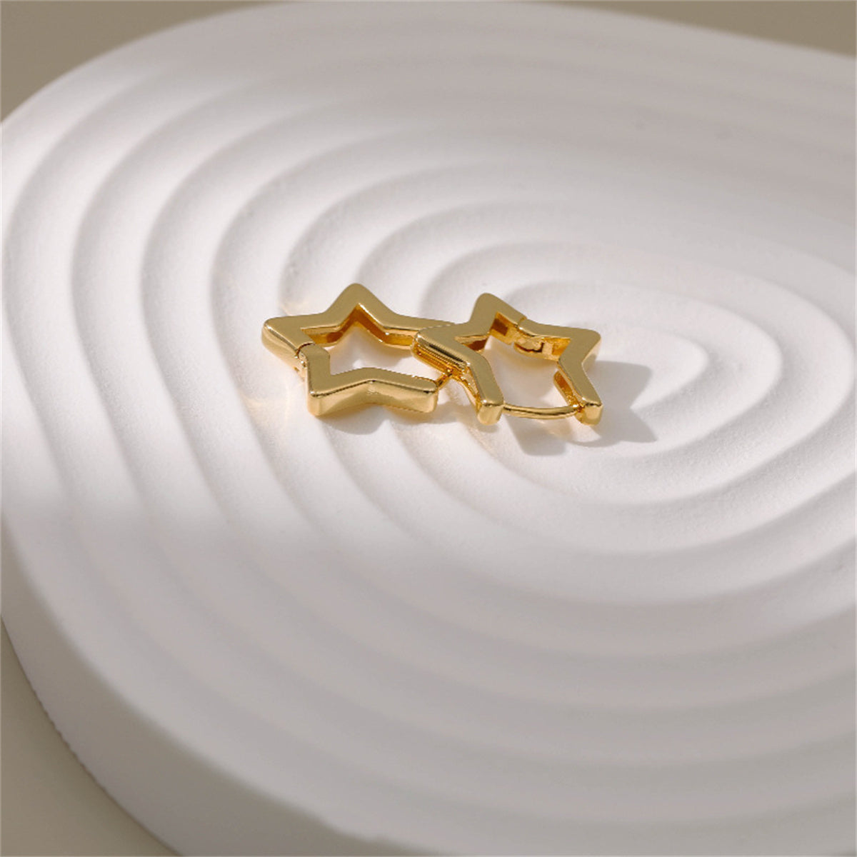 18K Gold-Plated Star Hoop Earrings, elegant gift for her, styled look