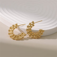 18K Gold-Plated Layered Beaded Huggie Earrings