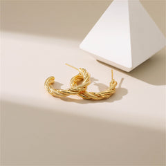 18K Gold-Plated Woven Twine Huggie Earrings