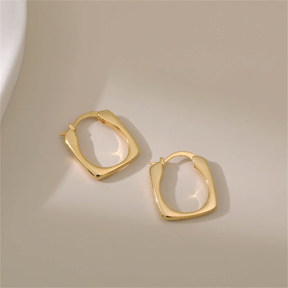 18K Gold-Plated Square Hoop Earrings, gold hoop earrings for women, dainty minimalist design, styled look