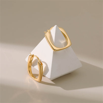 18K Gold-Plated Square Hoop Earrings, gold hoop earrings for women, dainty minimalist design, lifestyle look