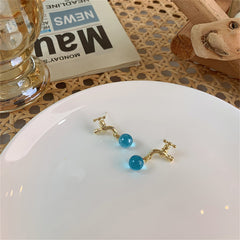 Blue Crystal & 18K Gold-Plated Water Tap Drop Earrings