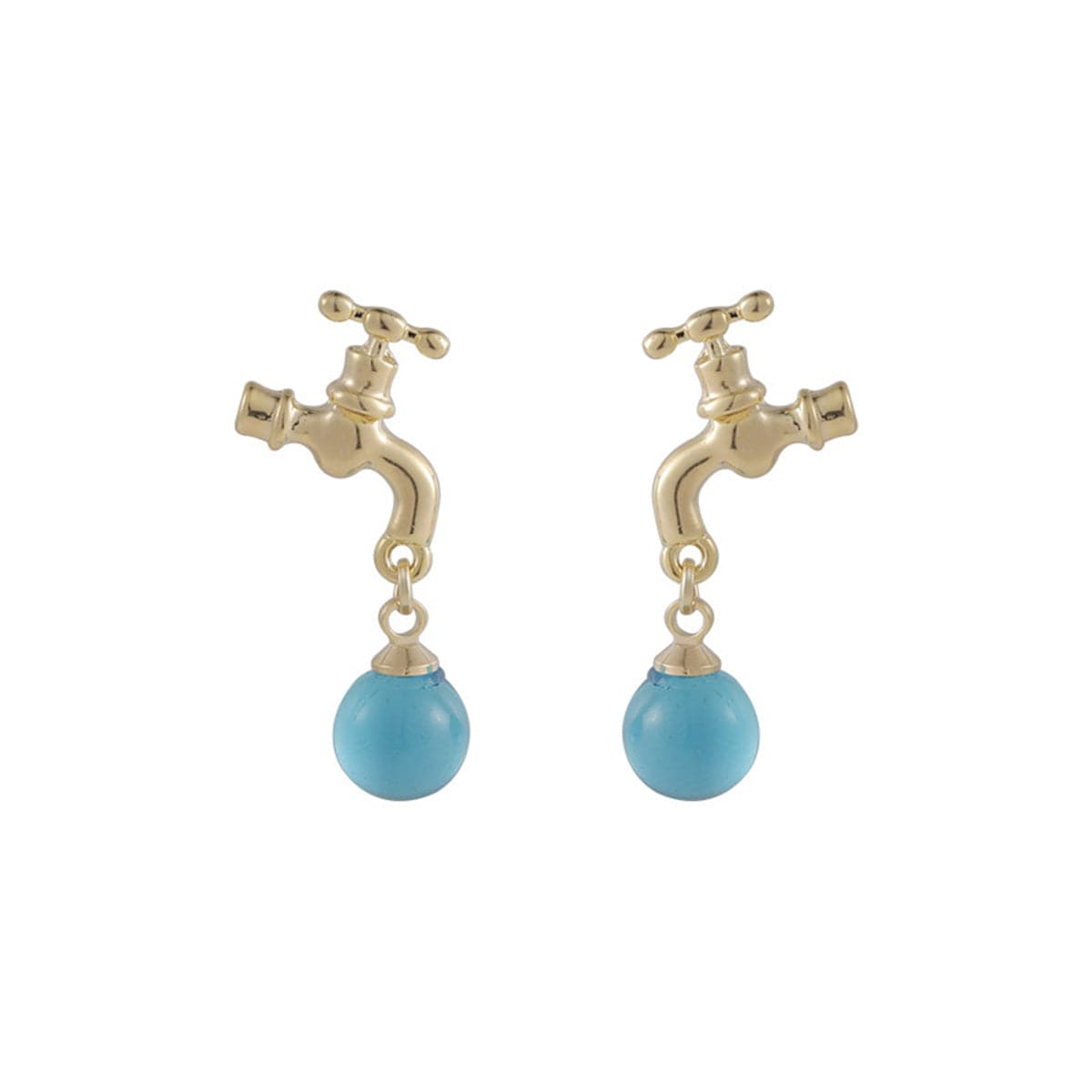 Blue Crystal & 18K Gold-Plated Water Tap Drop Earrings