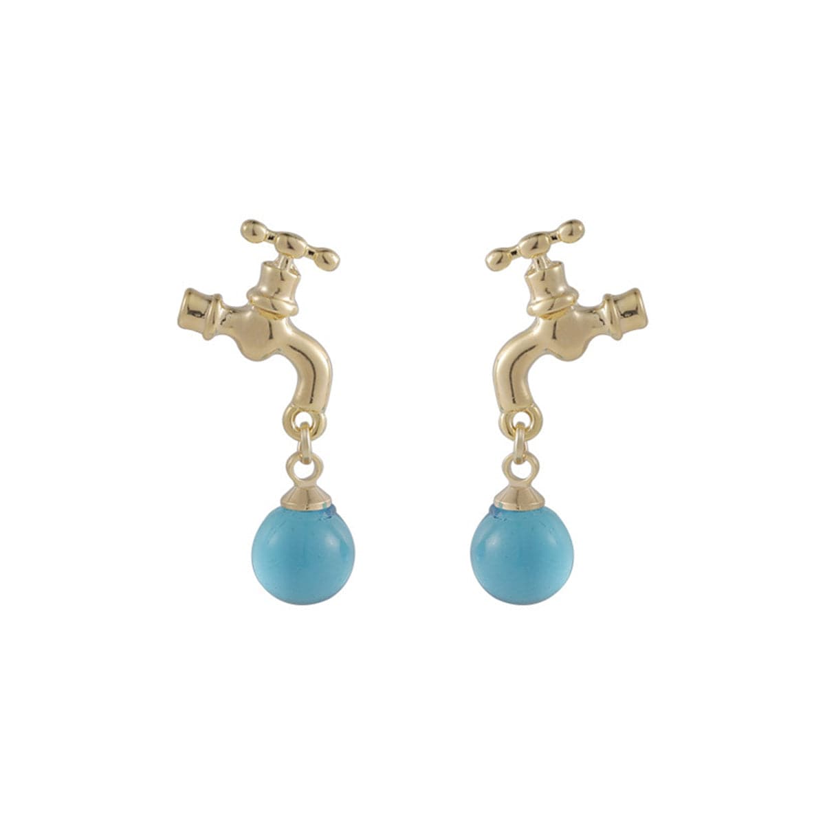 Blue Crystal & 18K Gold-Plated Water Tap Drop Earrings