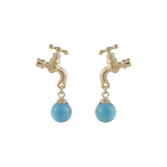 Blue Crystal & 18K Gold-Plated Water Tap Drop Earrings