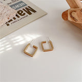 Brown Enamel & 18k Gold-Plated Open Square Stud Earrings