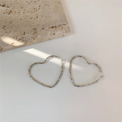 Silver-Plated Twisted Heart Hoop Earrings