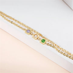 Colored Crystal & 18K Gold-Plated Layered Bracelet