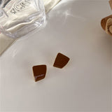 Dark Brown & 18k Gold-Plated Twisted Bezel Stud Earrings