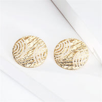 18k Gold-Plated Embossed Openwork Round Stud Earrings