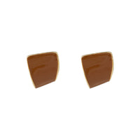 Dark Brown & 18k Gold-Plated Twisted Bezel Stud Earrings