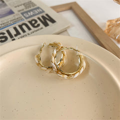 Beige Resin & 18K Gold-Plated Chain Hoop Earrings