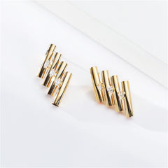 Crystal & 18K Gold-Plated Tube Marquise Trio Stud Earrings