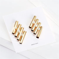 Crystal & 18k Gold-Plated Tube Marquise Trio Stud Earrings