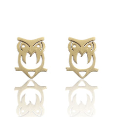 18K Gold-Plated Owl Stud Earrings