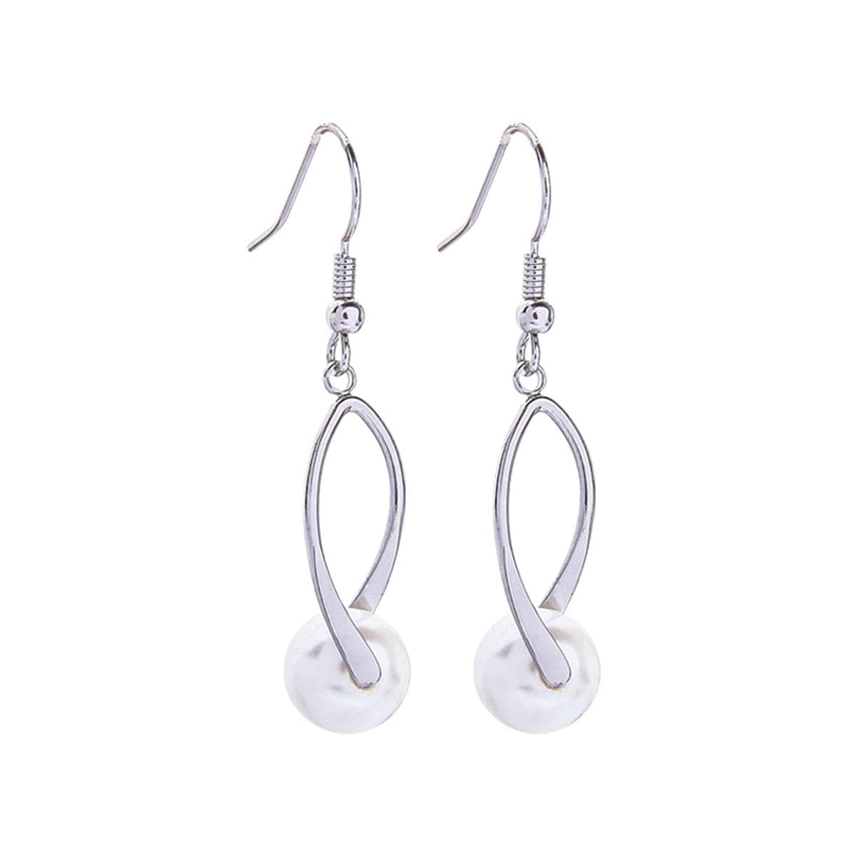 Pearl & Silver-Plated Twisted Drop Earrings