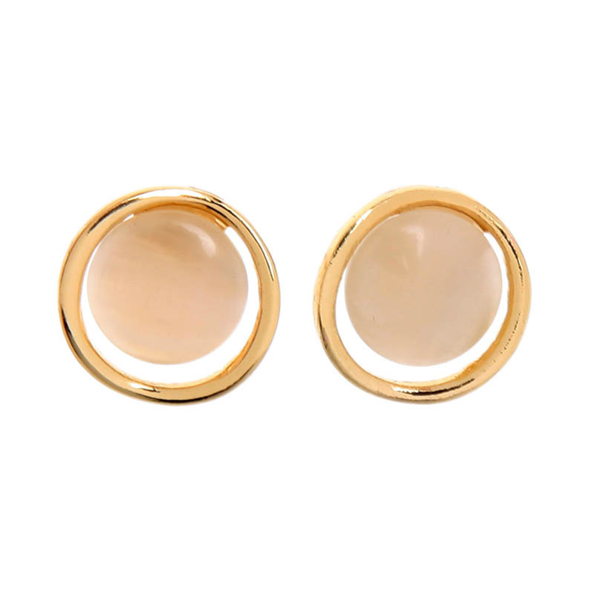 Cat's Eye and 18K Gold-Plated Stud Earrings, gold stud earrings for women, dainty minimalist design, front view