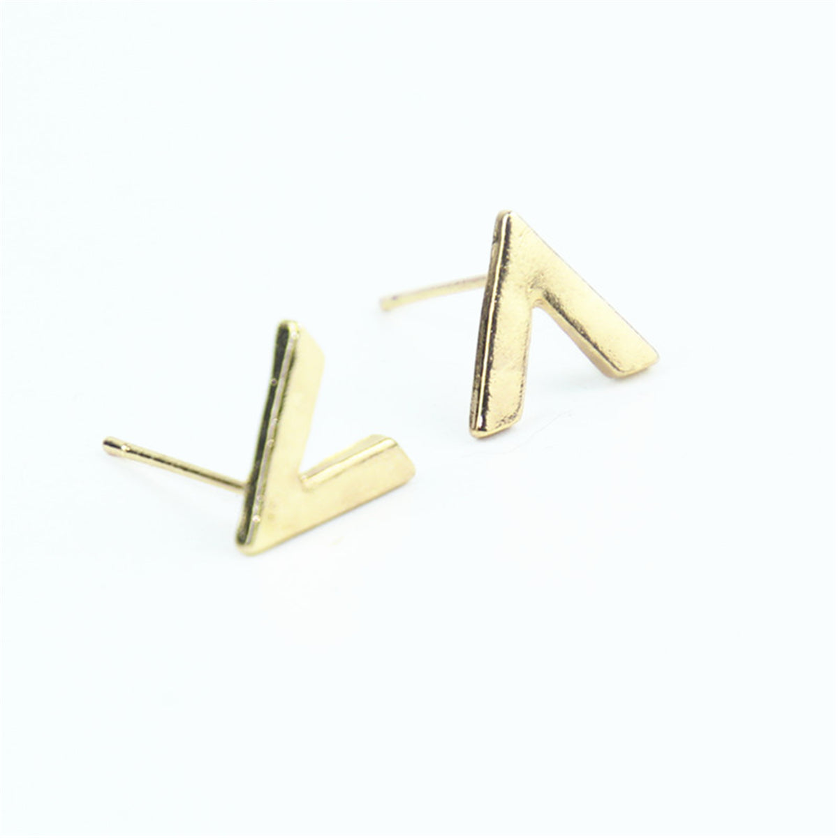 18K Gold-Plated Letter V Stud Earrings