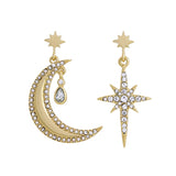Cubic Zirconia & Crystal 18K Gold-Plated Moon & Star Drop Earrings