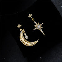 Cubic Zirconia & Crystal 18K Gold-Plated Moon & Star Drop Earrings