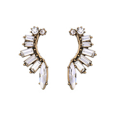 Crystal & 18k Gold-Plated Leaf Ear Climbers - streetregion