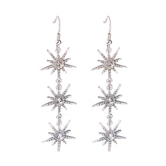 Cubic Zirconia & Silver-Plated Linking Sun Drop Earrings