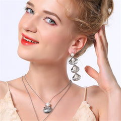 Pearl & Silver-Plated Linking Seashell Drop Earrings